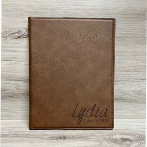 Handwritten Portfolio with Notebook, Pocket & Pen Holder, Engraved Leather Portfolio, Business Gift image 1