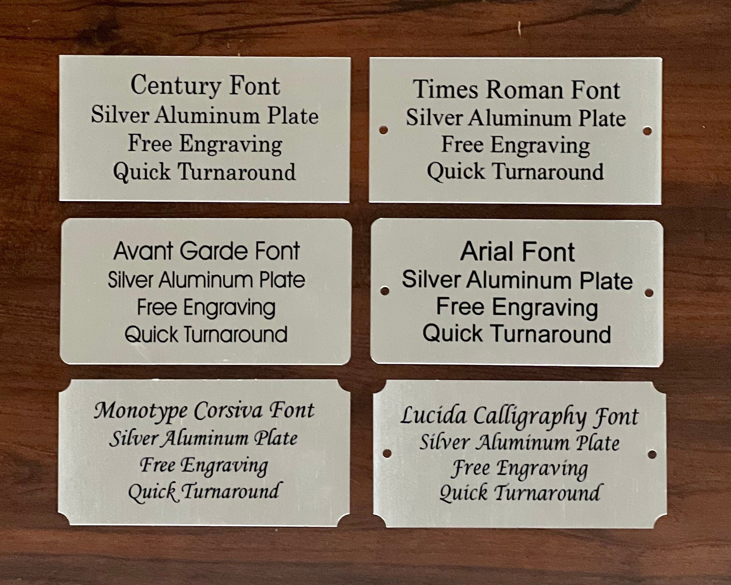 4” x 2” Silver Aluminum Plate w/ Black Print Custom Personalized Plate Adhesive Backed - Trophy Award Gift Sign Label Wedding