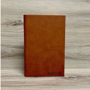 Personalized Leatherette Lined Journal with Cursive Name, Personalized Leatherette Notebook/Guestbook