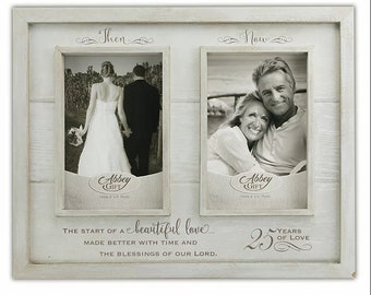 Then And Now 25th Anniversary Wood Frame