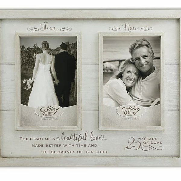 Then And Now 25th Anniversary Wood Frame