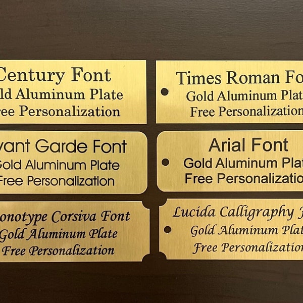 3"x1" Gold Aluminum Plate w/ Black Print Custom Personalized Plate Adhesive Backed - Trophy Award Gift Sign Label Wedding