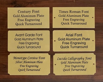 4” x 2” Gold Aluminum Plate w/ Black Print Custom Personalized Plate Adhesive Backed - Trophy Award Gift Sign Label Wedding