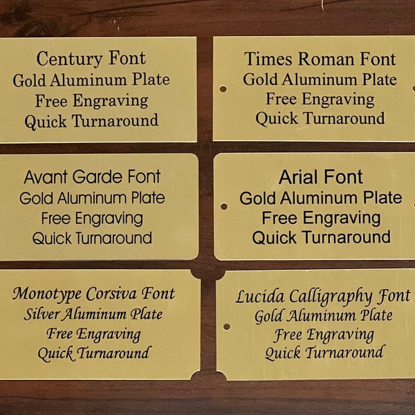 3” x 2” Gold Aluminum Plate w/ Black Print Custom Personalized Plate Adhesive Backed - Trophy Award Gift Sign Label Wedding