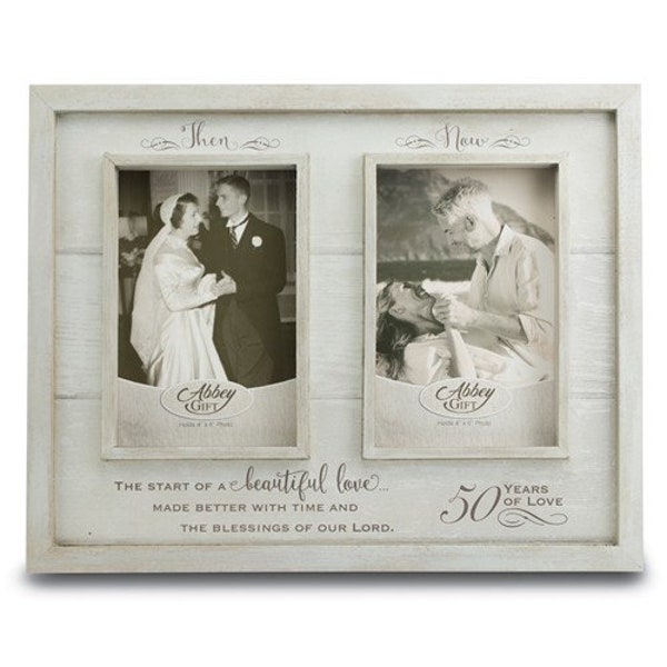 Then And Now 50th Anniversary Wood Frame