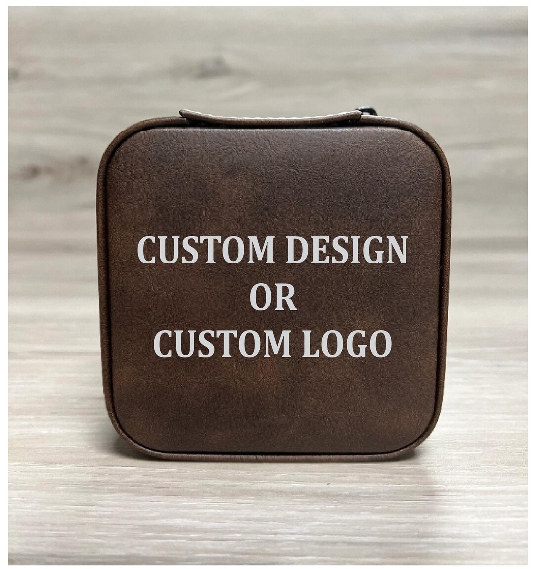 Personalized Leatherette Travel Jewelry Box With Logo, With Custom