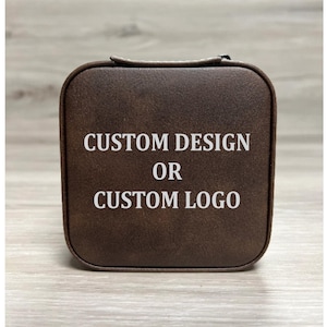 Personalized Leatherette Travel Jewelry Box with Logo, with Custom Design