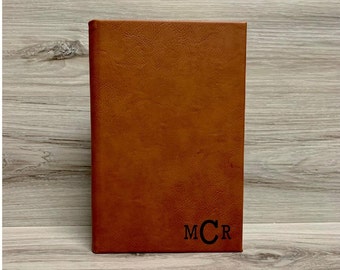 Personalized Leatherette Lined Journal with Monogram, Personalized Leatherette Notebook/Guestbook