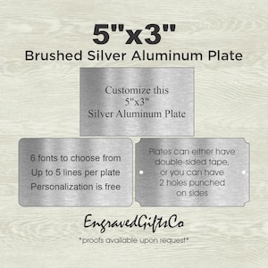 Personalized Silver Aluminum Plate - Custom 5" x 3" Sign