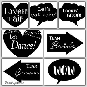 Set of 19 Wedding Photo Booth Props Digital Anniversary Signs PDF file Chalkboard Reception Shower Party Celebration