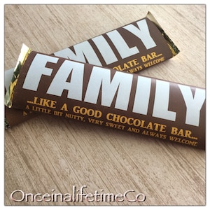 Digital Family Hershey Wrapper Candy Bar Chocolate Label Family Reunion Gathering Refreshment Party Favor Prize Label Gift Handout