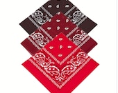 Brown, Maroon, Red, - Pack of 3 x 100 Cotton Bandana Scarf Facemask cover - Free UK Delivery, Same day dispatch, UK Seller