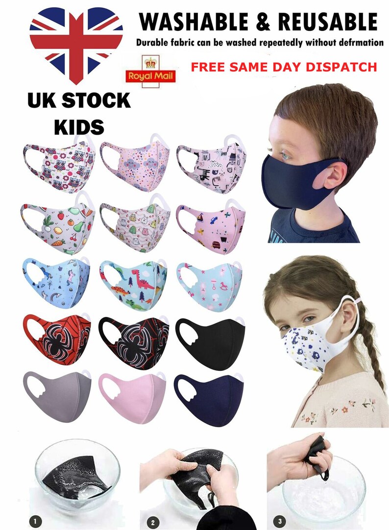 Childrens / Kids Facemask Boys and Girls face masks Patterned Etsy