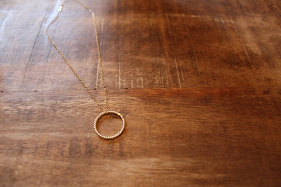 Plain Gold Circle Necklace On 14k Filled Chain - Plain Gold Circle Pendant Plain Gold Circle Necklace On 14k Filled Chain - Plain Gold Circle Pendant