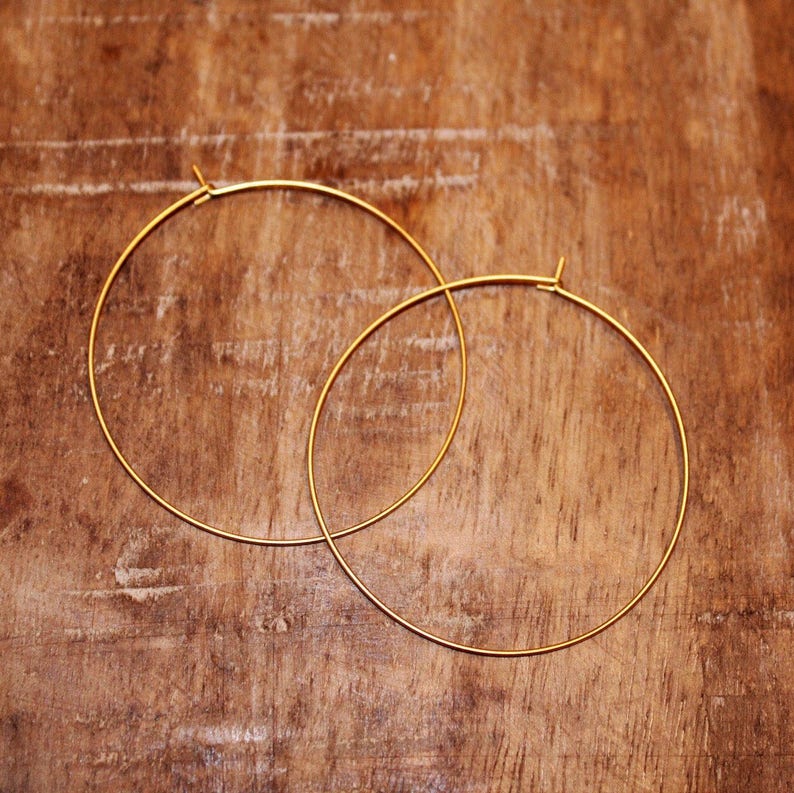 14k Gold Filled Hoop Earrings Large Hoop Earrings Thin Wire Etsy