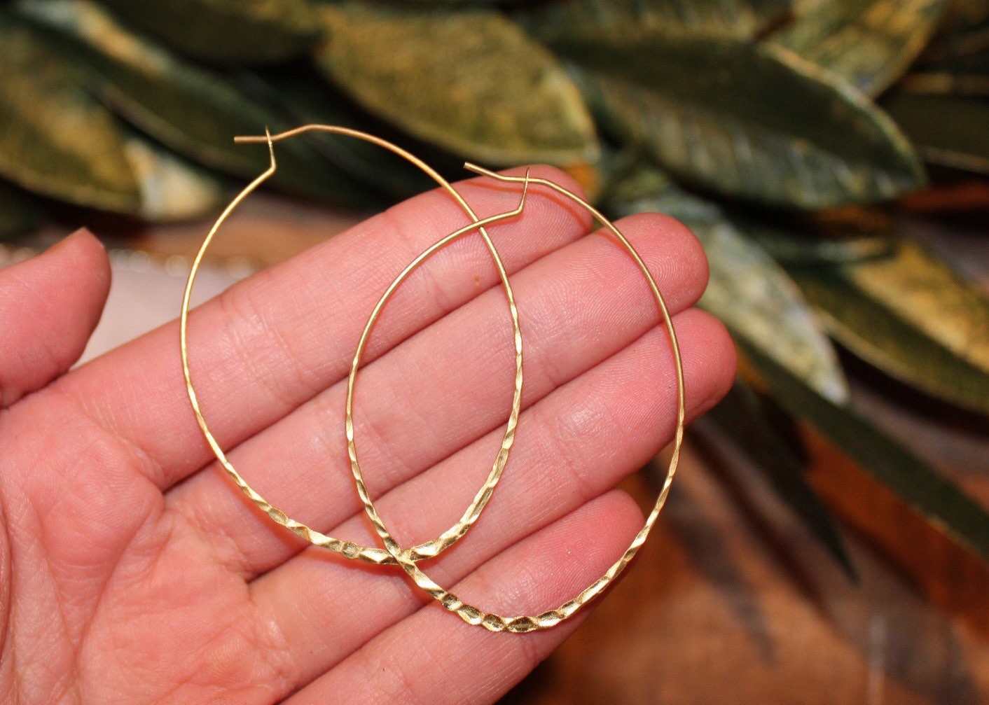 Hammered Gold Hoop Earrings 14K Gold Filled Hoops Gold 