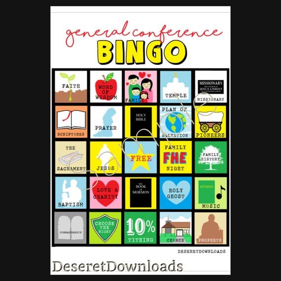 DIGITAL Lds General Conference Bingo Game Activity Instant Etsy