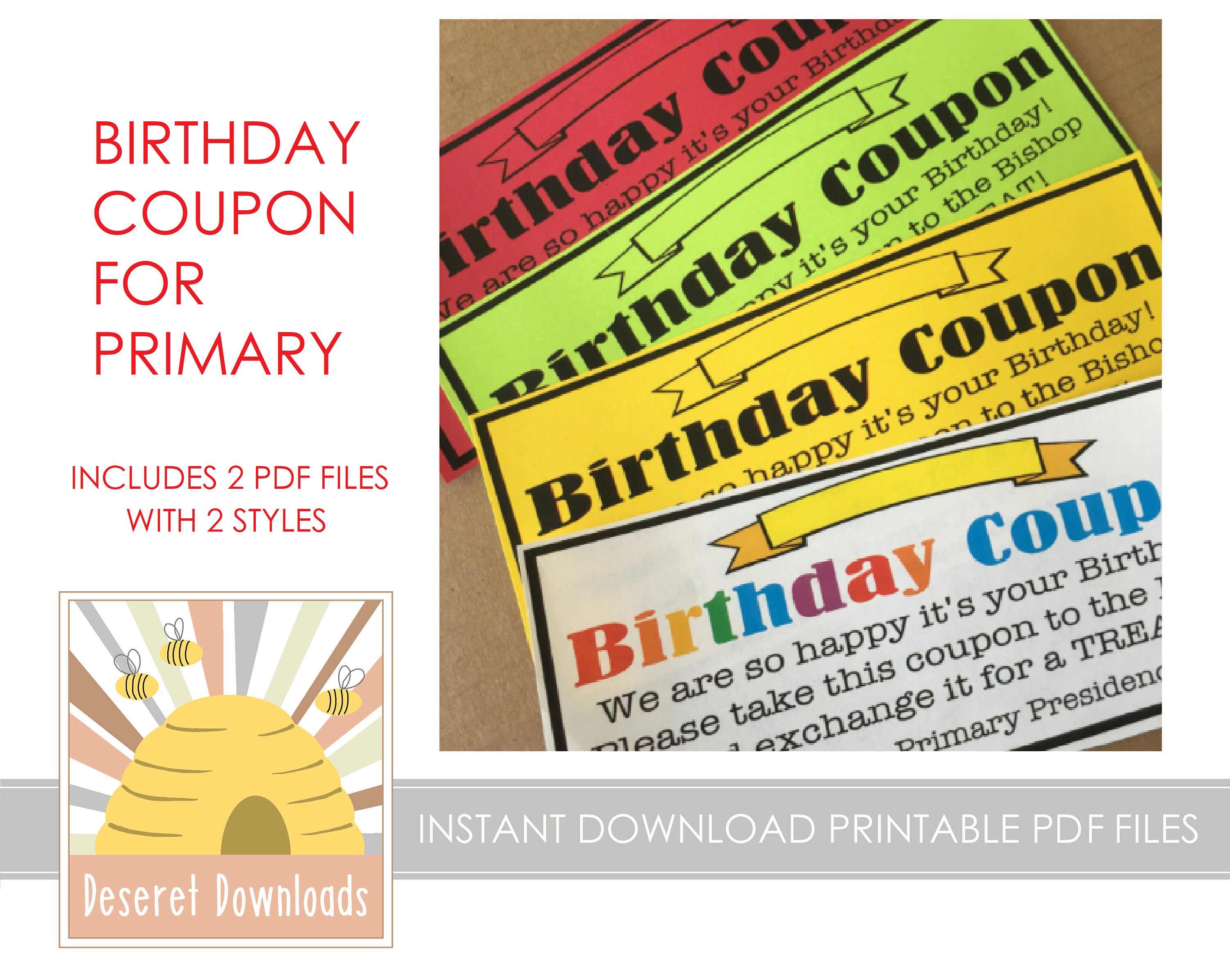 Digital Birthday Coupon Primary LDS Sharing Time Digital Etsy