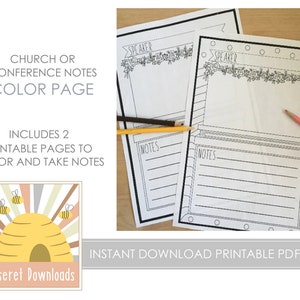 PRINTABLE Church Speaker Notes Color Page Instant Download Stake Ward Sacrament Meeting Stake Conference Activity Notes  General Conference