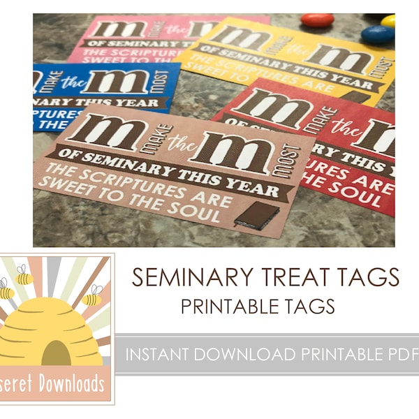 DIGITAL Seminary Treat Handout Tags Labels Instant Download PDF file Religious Meeting Church Bible Study Scriptures Christian