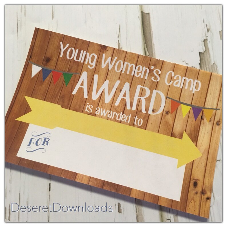 Digital YW Camp Award Instant Download Pdf File Certificate Etsy