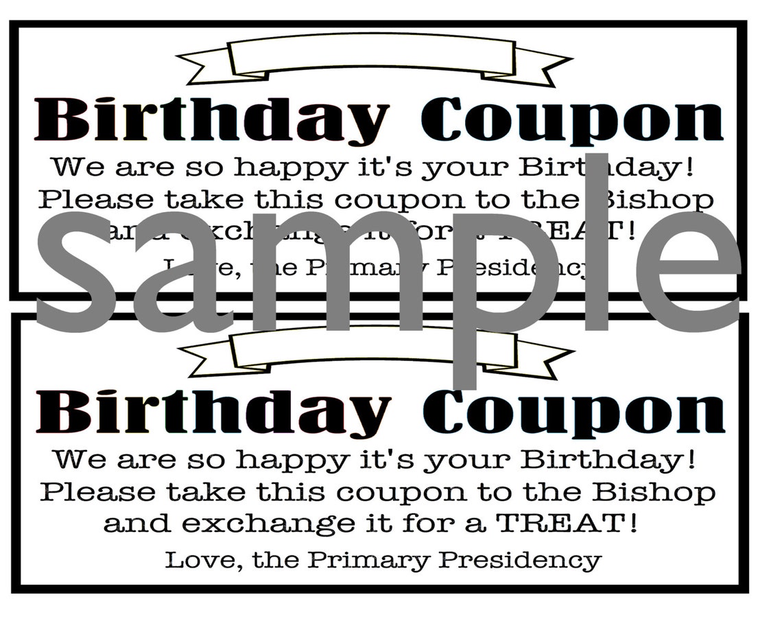 Digital Birthday Coupon Primary LDS Sharing Time Digital Etsy