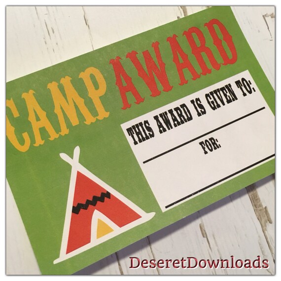 Digital Camp Award Certificate Simple Teepe Scout Camp Yw Camp Etsy