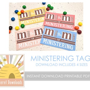 DIGITAL Ministering Treat Handout 4 Sizes Tags Labels Instant Download PDF file Religious Meeting Church RS Seminary Primary Minister MnM