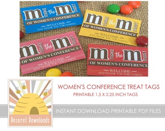 DIGITAL Women's Conference Treat Handout Tags Labels Instant Download PDF file Religious Relief Society YW Ward Stake Activity Church