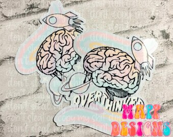 Overthinker Brain Vinyl Sticker, Mental Health Sticker