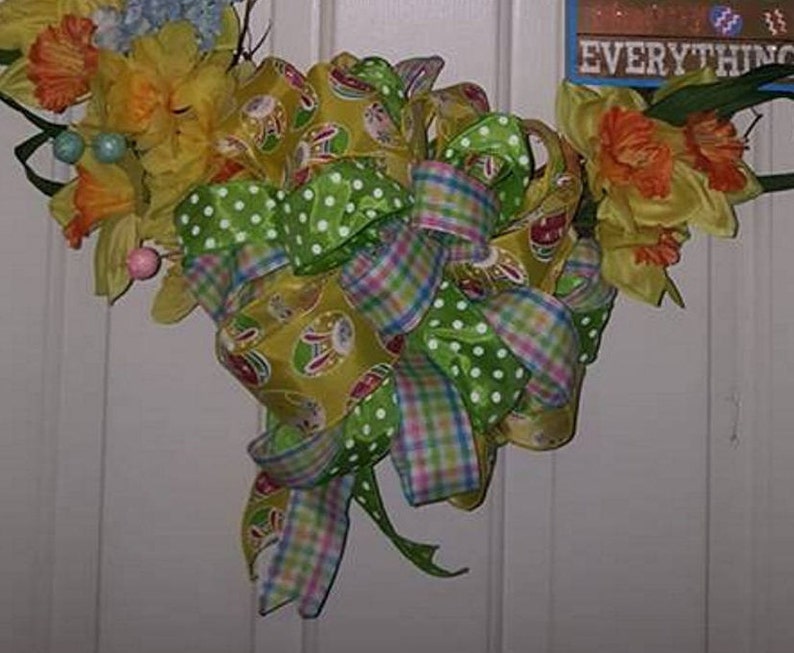 grapevine front door wreath door wreath floral door wreath Easter grapevine weath easter front door wreath orange and yellow wreath