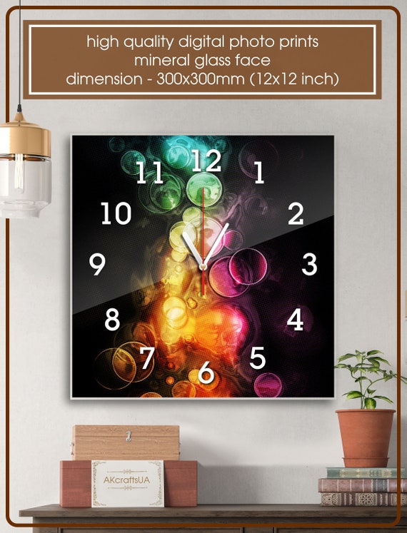 12 inch Colorful wall clock birthday gift glass clock Etsy