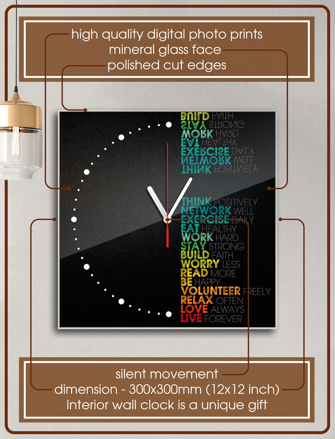 Motivational wall clock inspirational text wall clock large Etsy