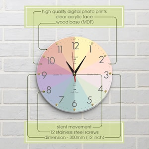 Telling Time Teaching Clock Kids Room, Simple Wall Clock Time Clock Educational Clock, Modern Clock, Perfect Educational Tool for Homeschool image 3