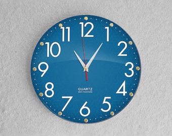 Elegant Dark Blue 12-Inch Silent Wall Clock for Home & Office Décor Non-Ticking Wall Clock, bedroom, kitchen, school clock, modern clock