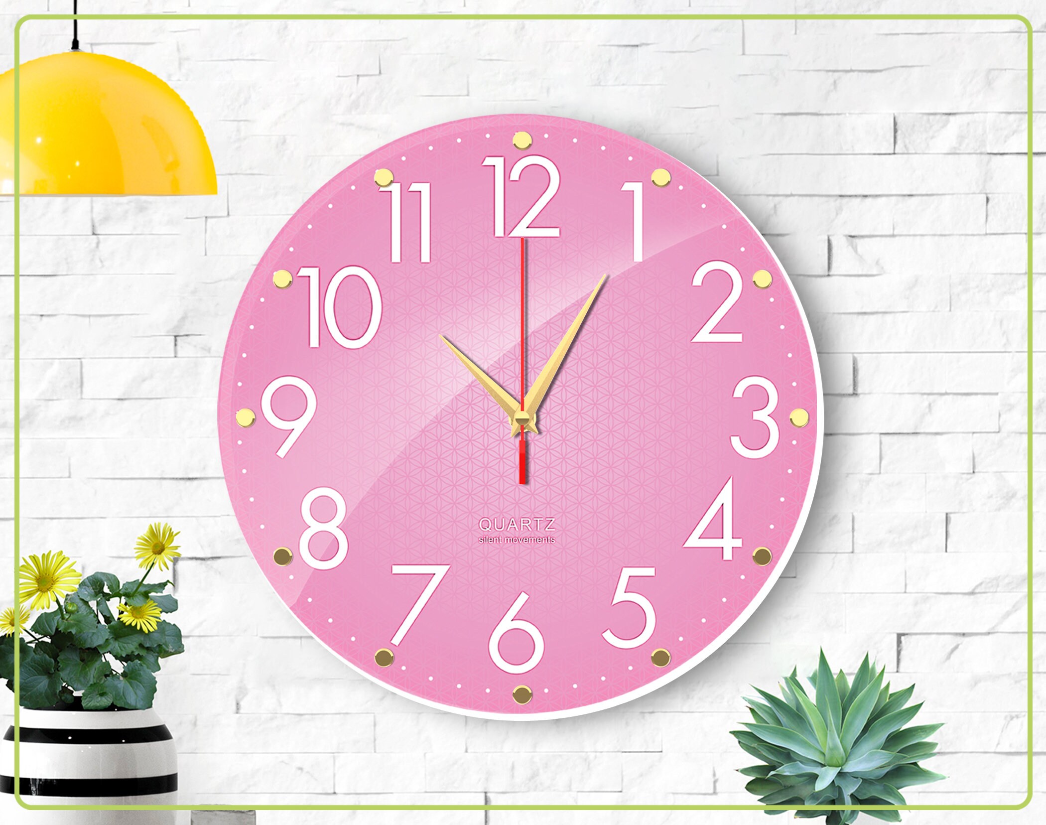 Pink NonTicking Wall Clock silent wall clock Living Room Etsy