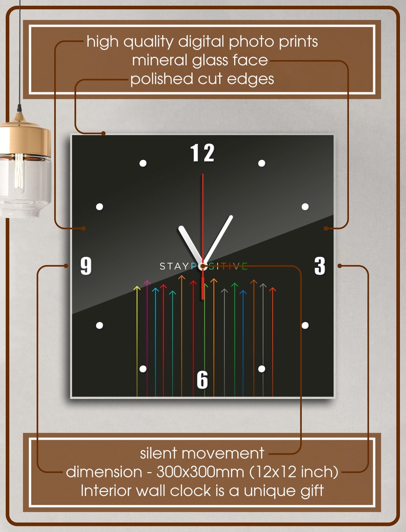 Motivational wall clock stay positive wall clock large Etsy