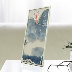 Japanese Watercolor Wall Clock: Silent Bedroom Living Room Clock (12")