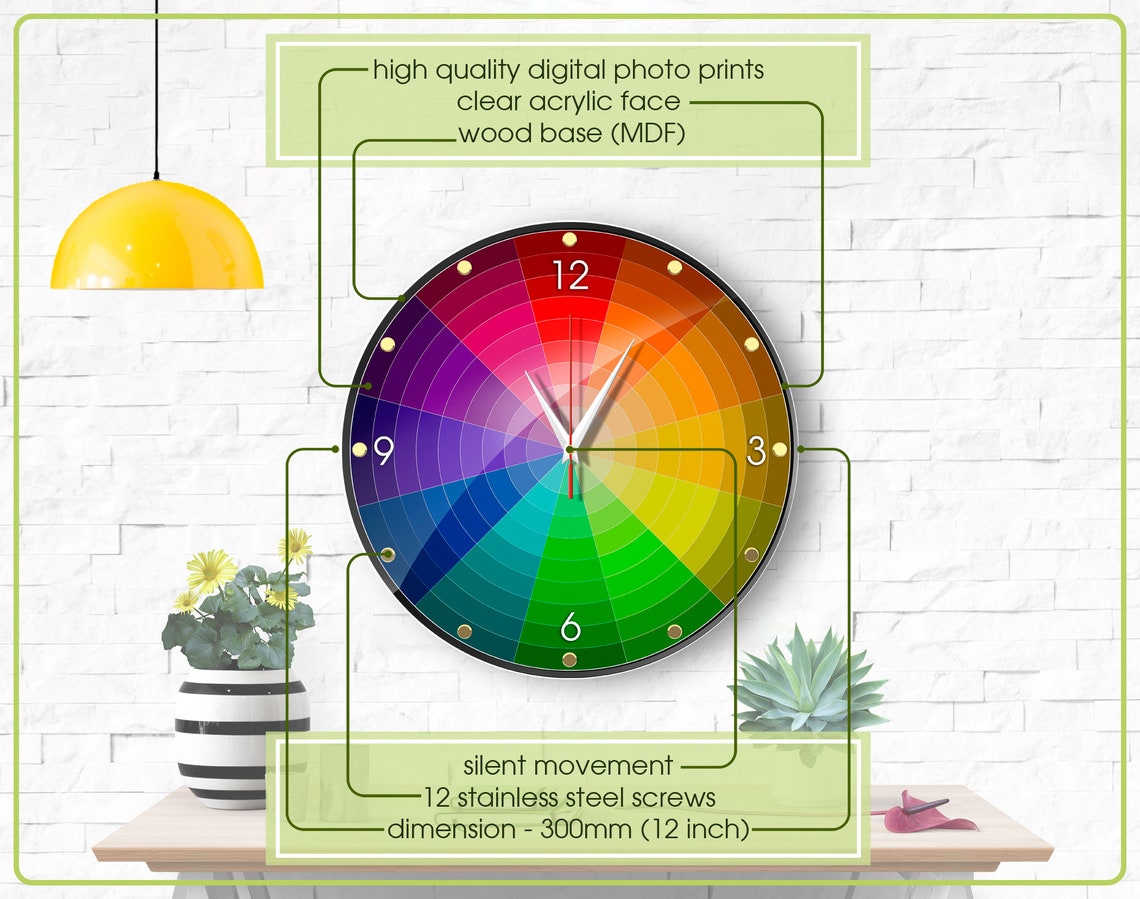Colorful wall clock color wheel clock acrylic clock unique Etsy