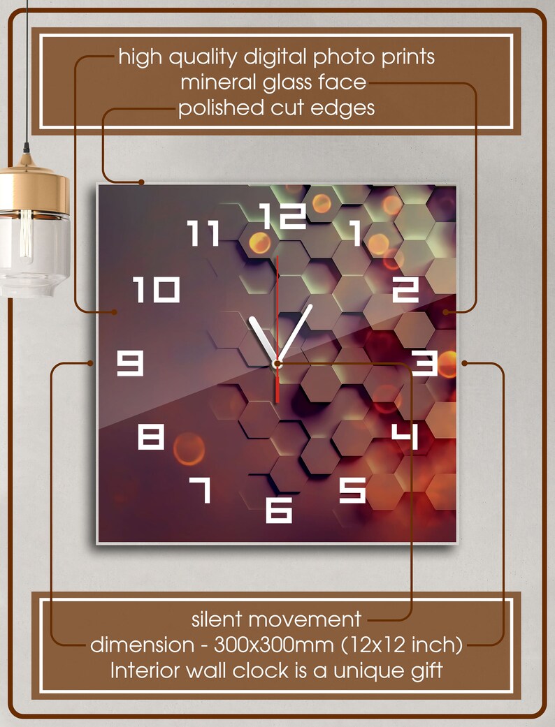 Square wall clock clock with numbers wall clock large best Etsy