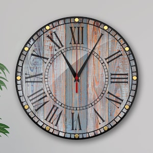 Rustic wall clock, farmhouse decor, uttermost style wall clock for home, unique clock, large wall clock, silent clock, Gray clock 12 inch