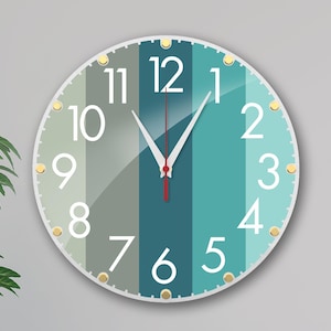 Orologio da parete color acquamarina pastello, design minimalista e silenzioso, 30 cm, moderno, ideale per soggiorno, bagno o camera da letto.