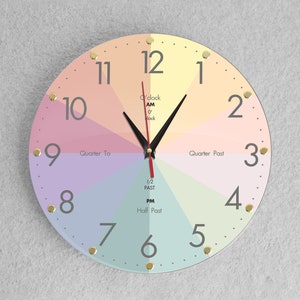 Telling Time Teaching Clock Kids Room, Simple Wall Clock Time Clock Educational Clock, Modern Clock, Perfect Educational Tool for Homeschool image 1
