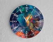 Large wall Color Smoke Clock - Quiet Quartz, Easy-to-Read, Unique Home Decor, Battery Operated Round Easy to Read Home/Office/meeting room