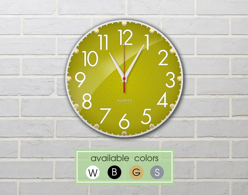 Olive Green Wall Clock, 12 Inch Silent Clock, Sage Green Decor, Earthy Boho Home Decor, Neutral Wall Art, Non Ticking, Organic Modern Clock image 2