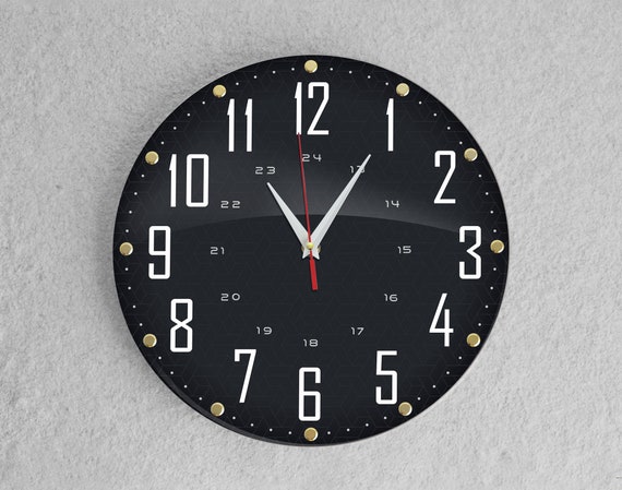 Sleek Black Silent Wall Clock for Home & Office - Modern Design Large Black Clock - Chic for Living Spaces