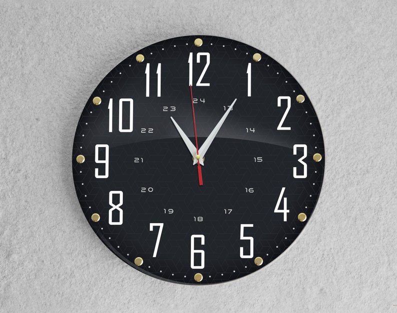 Black Nonticking Wall Clock, Silent Wall Clock, Living Room, Bedroom