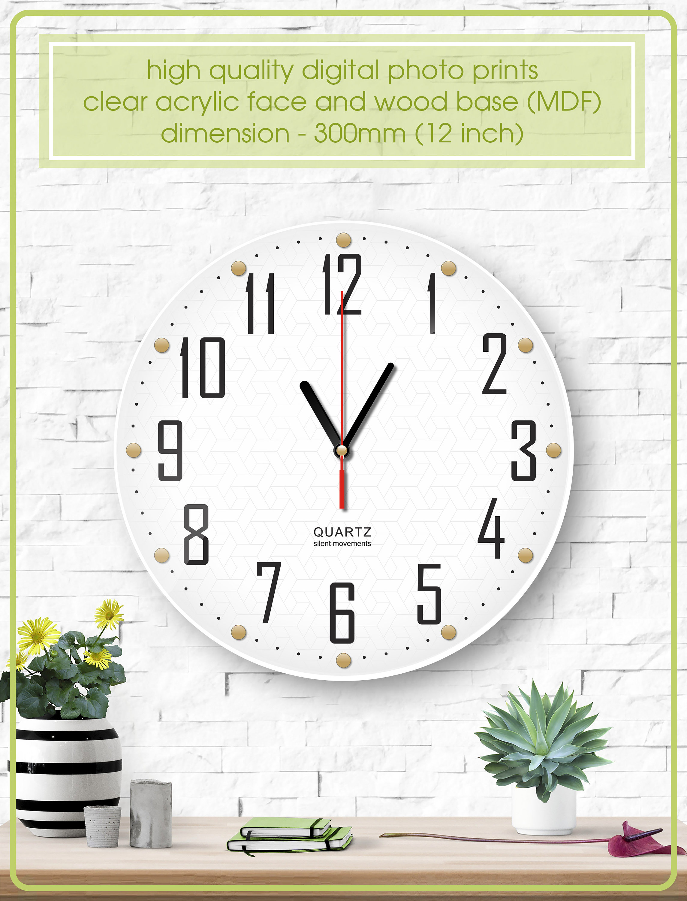 White NonTicking Wall Clock silent wall clock Living Room Etsy