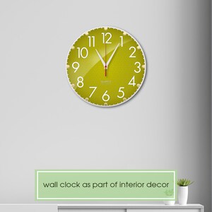 Olive Green Wall Clock, 12 Inch Silent Clock, Sage Green Decor, Earthy Boho Home Decor, Neutral Wall Art, Non Ticking, Organic Modern Clock image 9