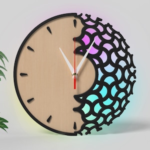 Futuristische organische Wanduhr - originelles modernes LED-Design für Wohnzimmer, Schlafzimmer, Küchendekor/neue Wanduhr mit Beleuchtung, beleuchtet.